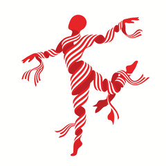 Ballet Dancer Wrapped in Red and White Candy Cane Stripes. © Anggur