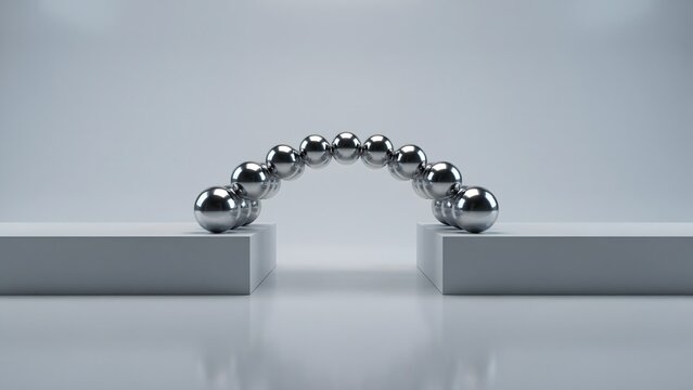 Polished chrome sphere arch bridge &ndash; Ideal for industrial components or elegant mathematics.