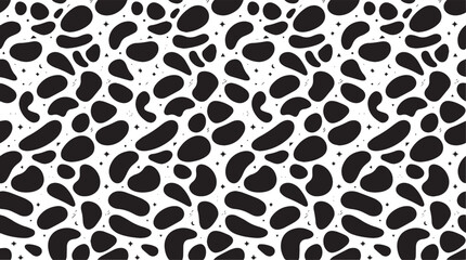 Seamless Black and White Organic Pattern with Abstract Animal Spots and Dalmatian Pebble Texture © RASNA