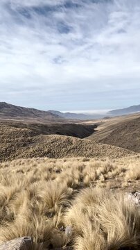 Panoramic view of El Infiernillio in Tafi del Valle, Tucuman, Argentina.Winter landscape in the Calchaquies Valleys, holidays in the north of Argentina. Exotic landscapes. Adventure tourism. Ideal for