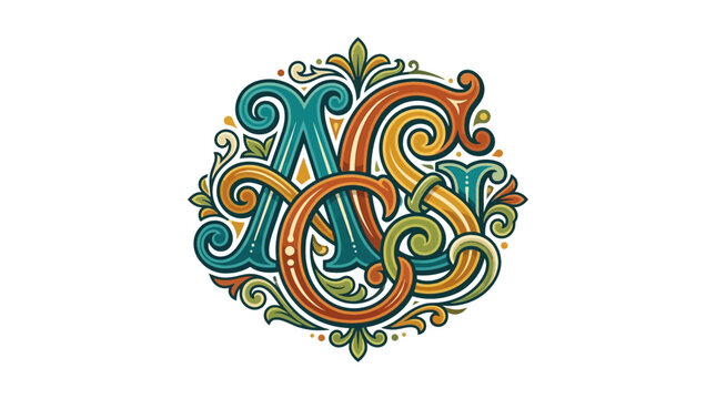Monogram Letters ACG Decorative Flourish Ornate Vintage Style