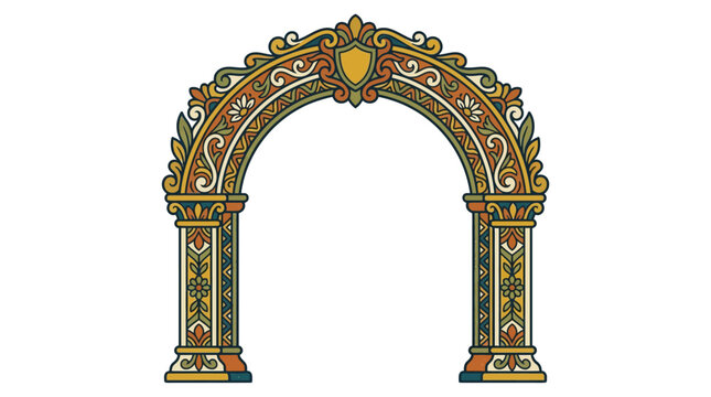 Ornate Archway with Floral and Geometric Patterns, Decorative Entrance
