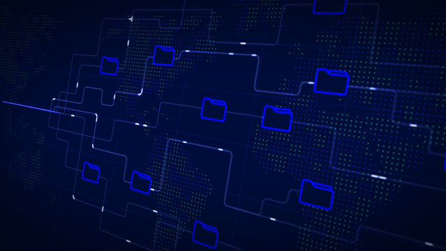 Folder files data transfer visual file data transfer line part data flow visualization copying files digital code
