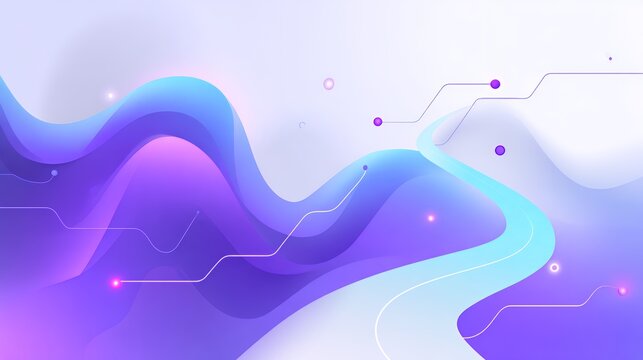 Futuristic abstract glowing gradient background with vibrant purple and blue fluid waves and subtle technological connection lines