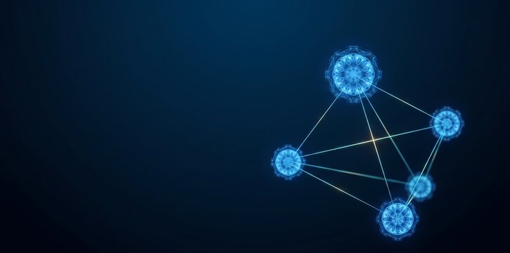 Abstract Digital Network Nodes with Glowing Connections &ndash; Futuristic Technology Background