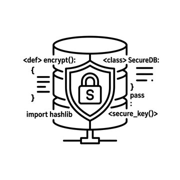 Secure Database Encryption Line Icon
