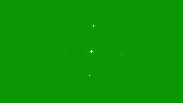Sparkle twinkle glitter star effect in 4K, glowing twinkling glitter effects, glowing starlight shine animation, doodle vector style overlay on green screen background.4k