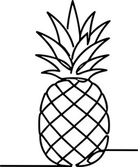 Obraz premium Minimalist Pineapple Line Art Drawing