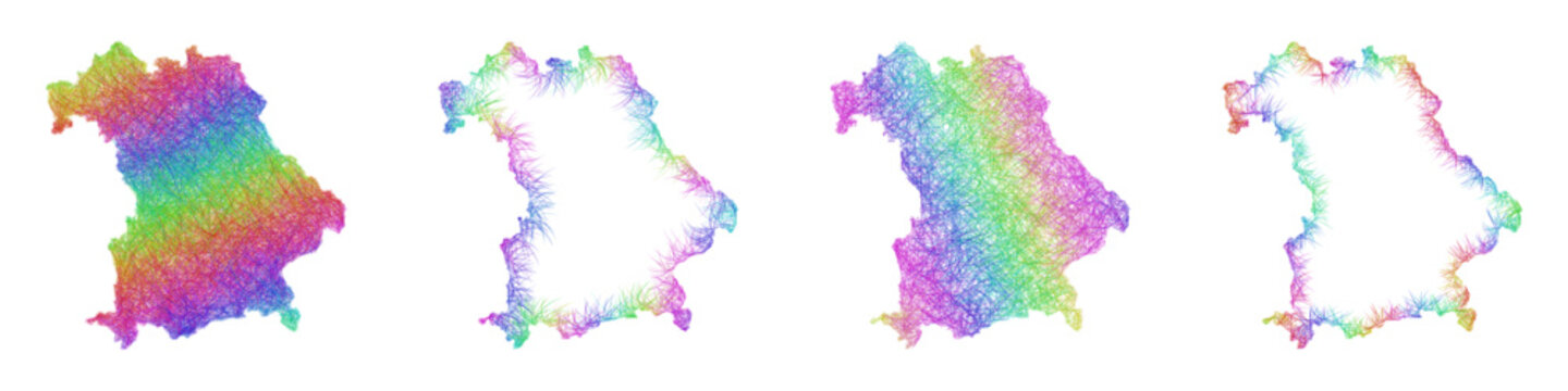 Rainbow color sketch Bayern map design set