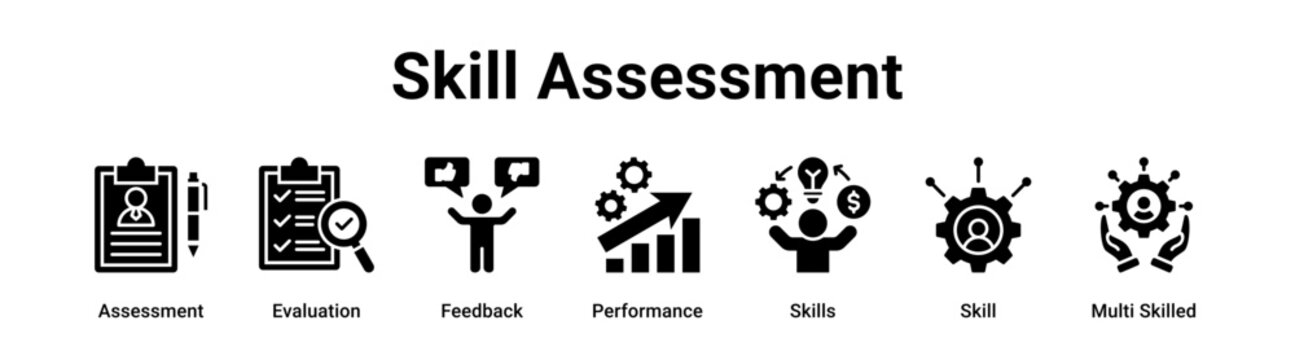 Skill Assessment web banner icon vector illustration concept for business with icon of Assessment, Evaluation, Feedback, Performance, Skills, Skill.