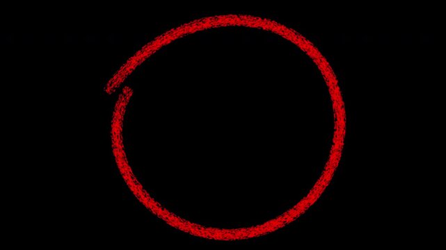 Hand-drawn red chalk circle animation, scribble style doodle overlay, effect motion graphics animation 