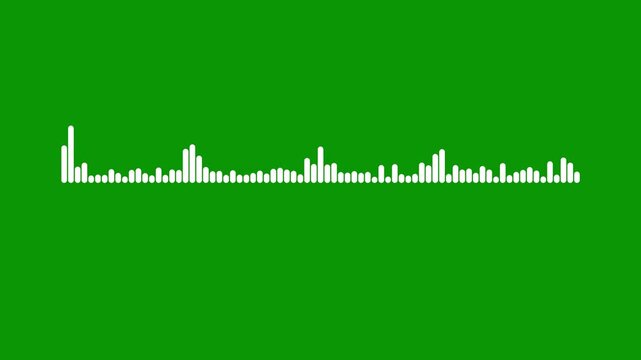 Abstract white sound wave animation, dynamic audio spectrum frequency motion, audio visualizer on green background, Sound waveform spectrum animation, digital voice visualization.4k video