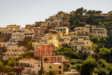 Obraz premium Iconic village of Positano Italy with main cathedral and colorful old buildings on the cliffs of the Amalfi Coast