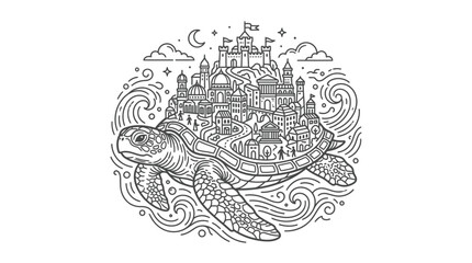 Turtle Carrying Castle on Its Back. © upeh