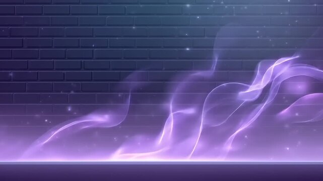 Abstract purple wave with a brick wall background for digital design