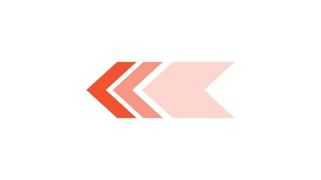 Animated left arrow overlay loop with directional motion on white background 4k