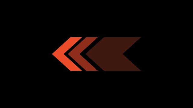 Animated left arrow overlay loop with directional motion on black background 4k