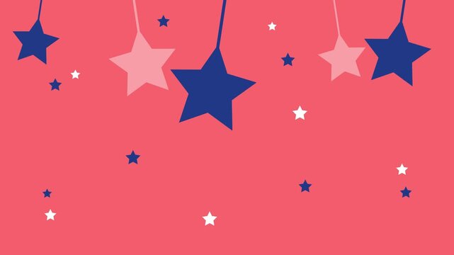 Hanging star animation with floating festive stars on colorful background 4k