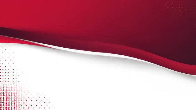 Abstract red and white design with smooth waves and dot pattern background