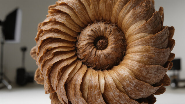 Pine Cone Scales Fibonacci Spiral Pattern Macro Texture Macro Close-Up, Natural Material Background Pattern