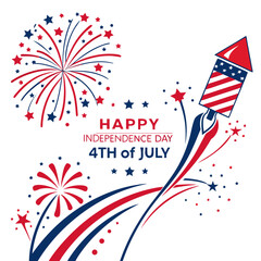 Obraz premium Happy 4th of July Independence Day Typography Vector Design, USA Patriotic Celebration Graphic