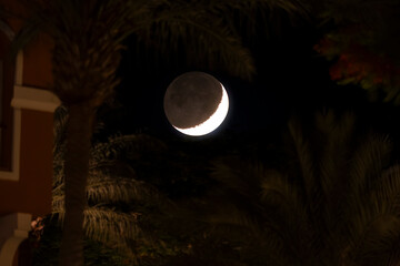 Waxing Crescent in a black sky, night in Africa © Tatiana