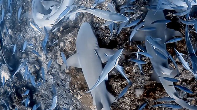 Nurse Sharks glide through Fiji's serene ocean, accompanied by their remora companions.
