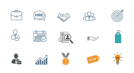 Fototapeta premium Business and recruitment icons depicting career growth and human resources