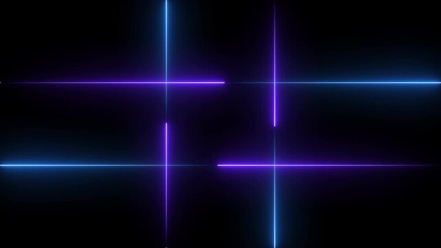 4K neon design line animation for greetings, advertisements, nightclubs, and event celebrations. Cool design line animated. rectangular frame in seamless circles on black background.