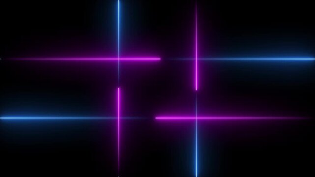 4K neon design line animation for greetings, advertisements, nightclubs, and event celebrations. Cool design line animated. rectangular frame in seamless circles on black background.