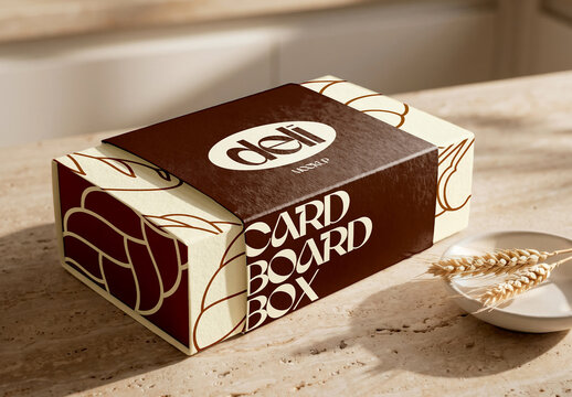 Cardboard Box Packaging Mockup on Counter