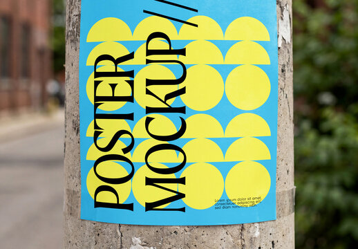 Street Poster Mockup on Urban Utility Pole