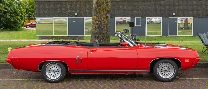 Lelystad, The Netherlands, June 21, 2026, Ford Torino GT convertible from 1970 at The National Old Timer Day