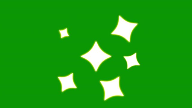 White sparkling stars shine animation, glowing shinning stars, blinking cartoon stars, luxury white glitter sparkles star trail, flat green screen twinkle, 4k star sparkle vector doodles
