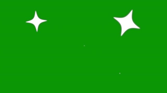 White sparkling stars shine animation, glowing shinning stars, blinking cartoon stars, luxury white glitter sparkles star trail, flat green screen twinkle, 4k star sparkle vector doodles