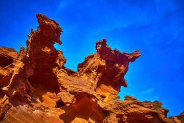 Naklejka premium Sandstone Formations and Blue Sky at Little Finland in Gold Butte National Monument