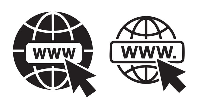 Domain name and website address bar with mouse cursor icons for online browsing and web navigation.