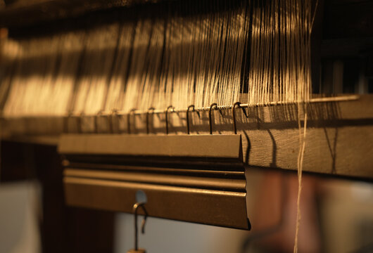 Squeegee from a historic loom, close-up view