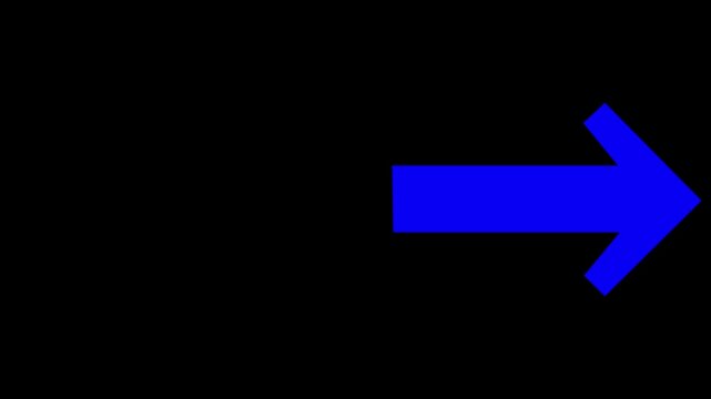 BLUE color right side pointing black arrow on black background. Themes include direction, navigation, pointing symbols, and minimalism file type stock video.