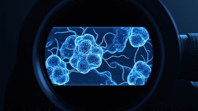 Microscopic View of Bacteria and Microorganisms Under a Microscope Lens