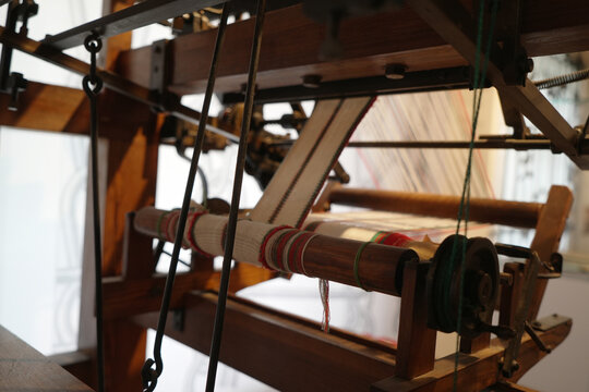The underside of a historic loom