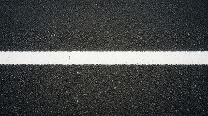 Fototapeta premium Close-up of a white line on a dark asphalt road surface.