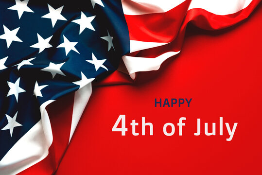Top view of American flag with text Happy 4th of July