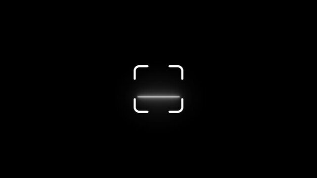 scanner icon animation isolated with neon shine icon animation on black background. Animated of fingerprint biometric scanning animation.
