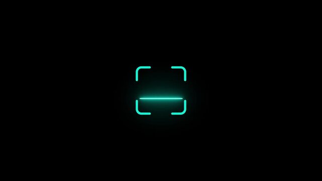 scanner icon animation isolated with neon shine icon animation on black background. Animated of fingerprint biometric scanning animation.