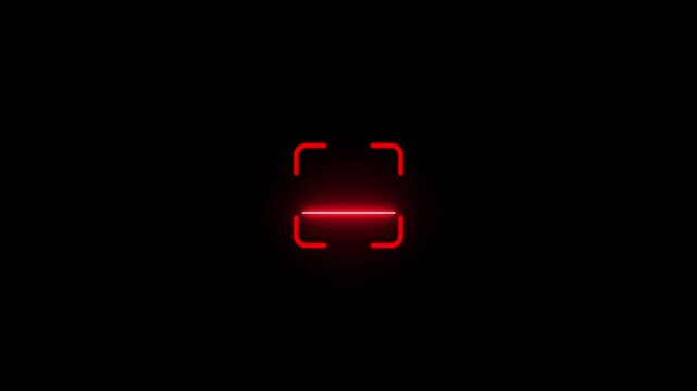 scanner icon animation isolated with neon shine icon animation on black background. Animated of fingerprint biometric scanning animation.