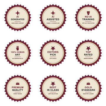 sunburst seal trust badge set certification labels vector pack
