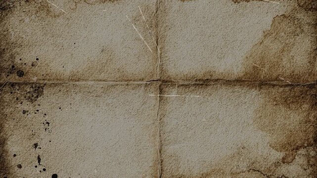 Aged Vintage Paper Texture With Fold Lines And Stains.