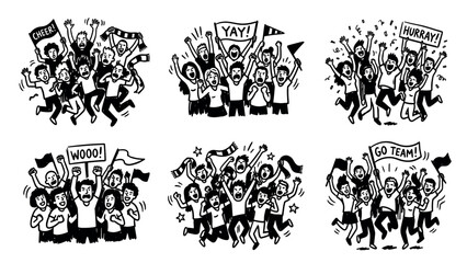 Fototapeta premium Excited Crowd Cheering and Celebrating Together