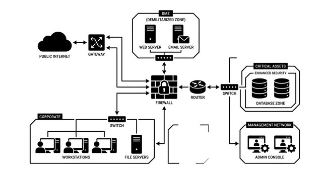 Network Architecture DMZ Diagram Infographic